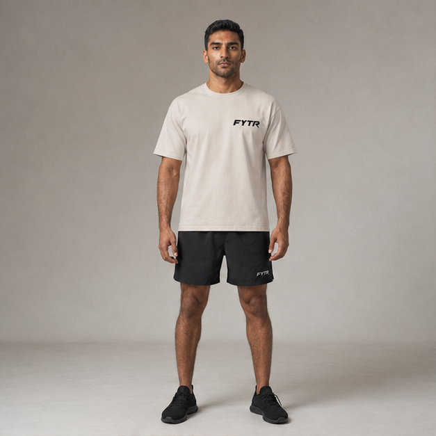 Front studio view of the FYTR Core T-Shirt in Natural