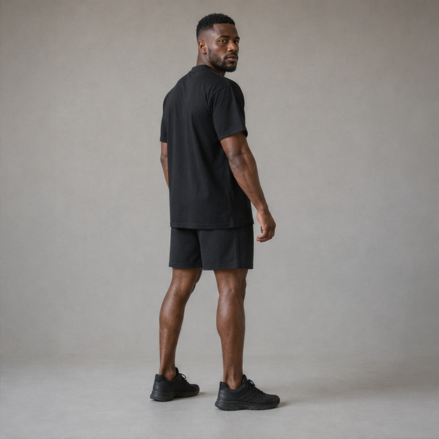 Back studio view of the FYTR Core T-Shirt in Black