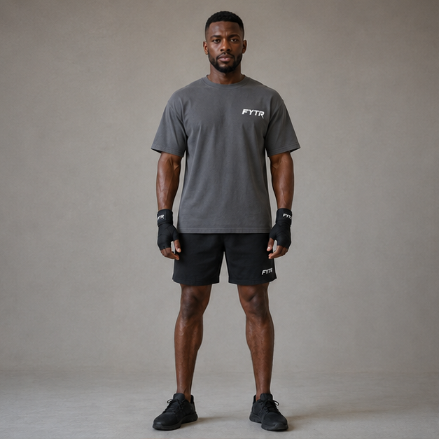 Front studio view of the FYTR Core T-Shirt in Charcoal