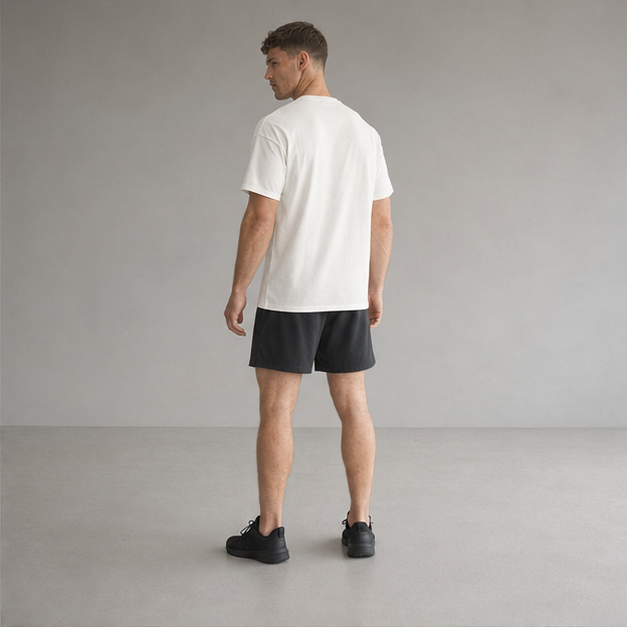 Back studio view of the FYTR Core T-Shirt in Off White