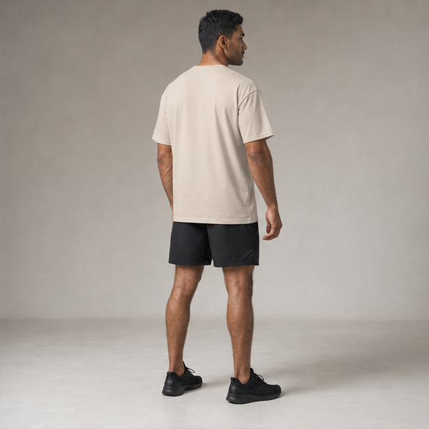 Back studio view of the FYTR Core T-Shirt in Sand